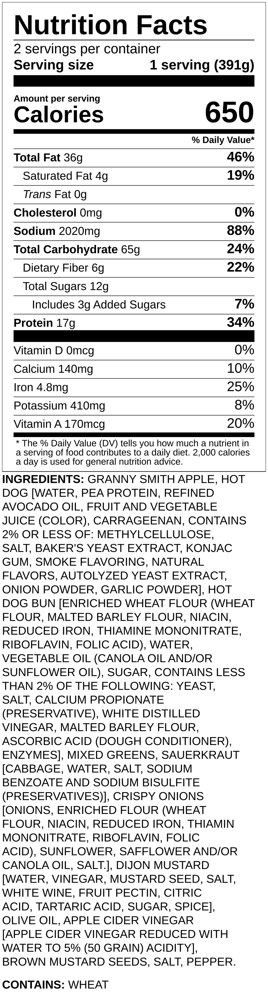 Nutrition label