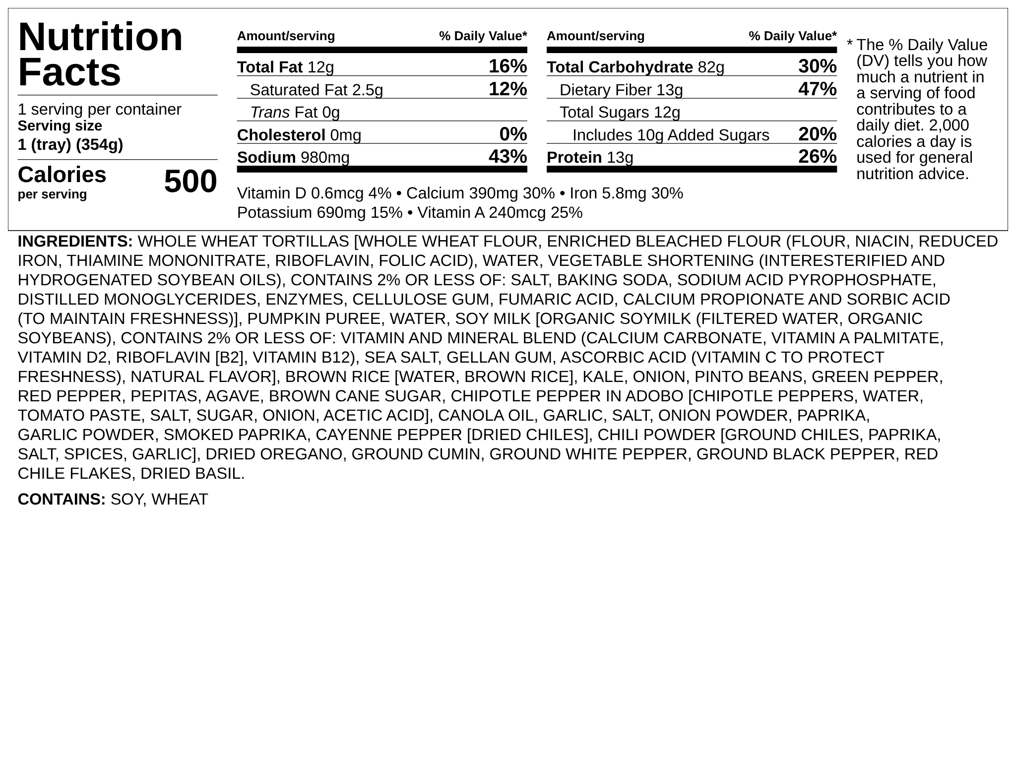 Nutrition label