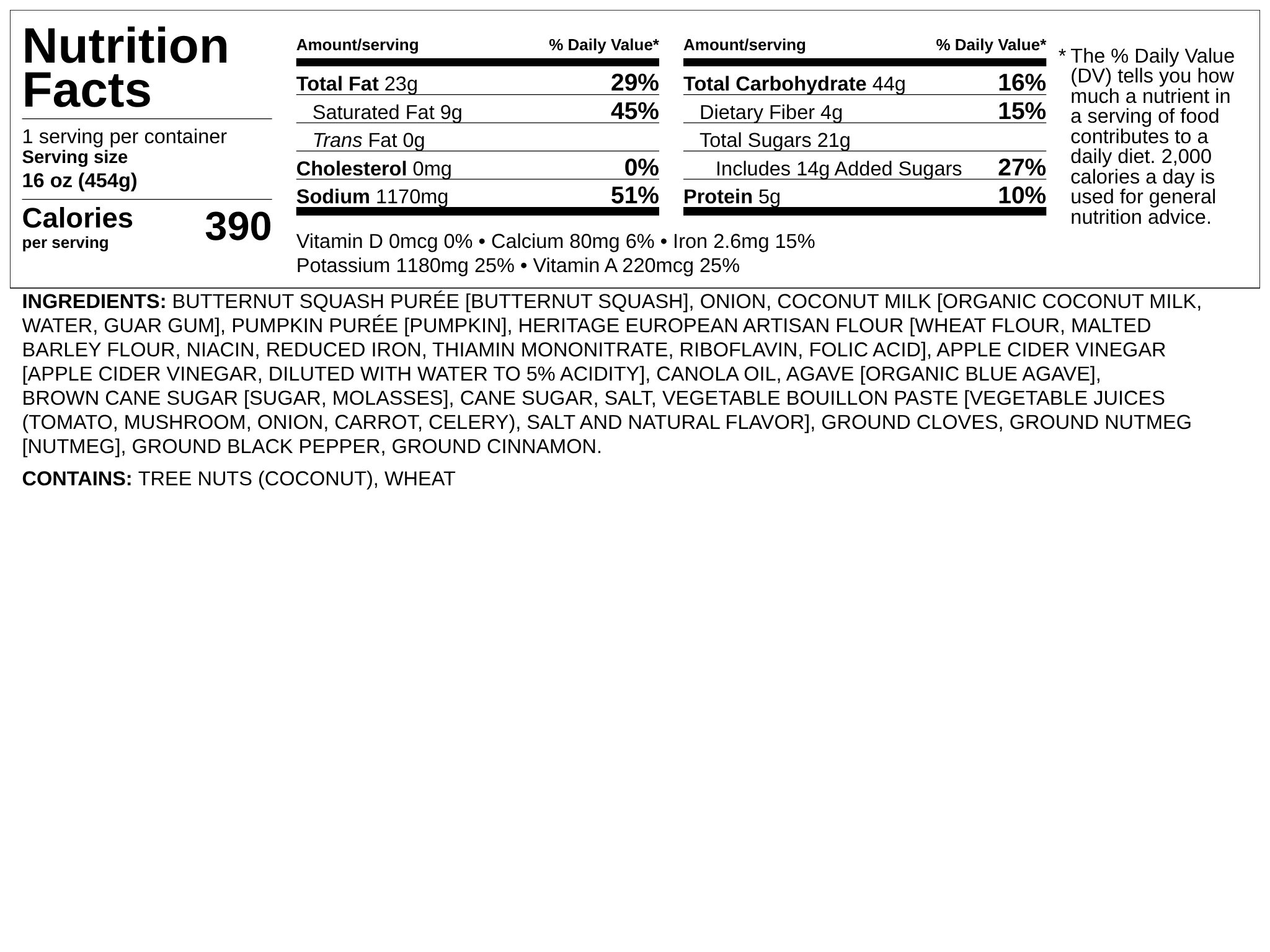 Nutrition label