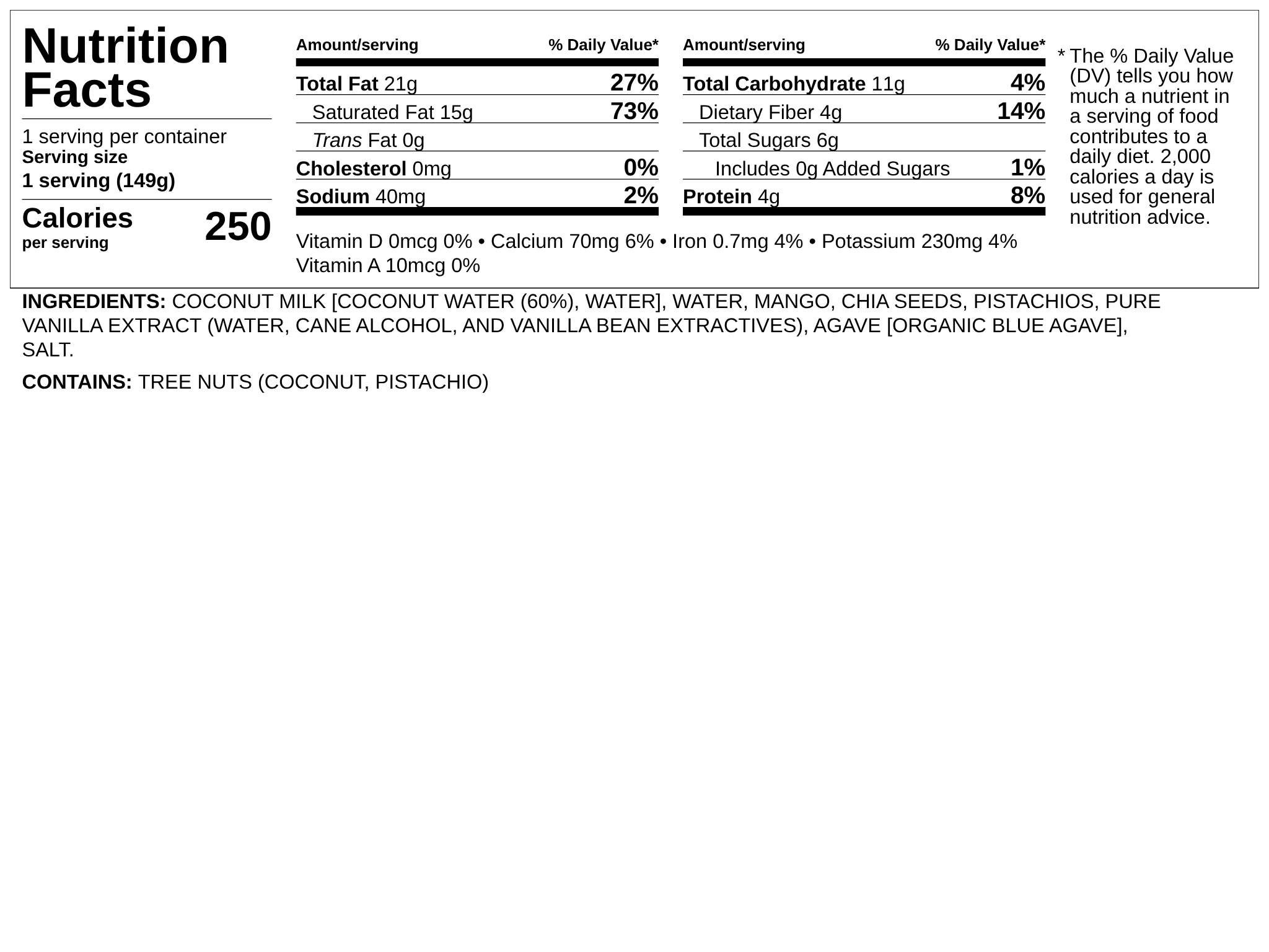Nutrition label