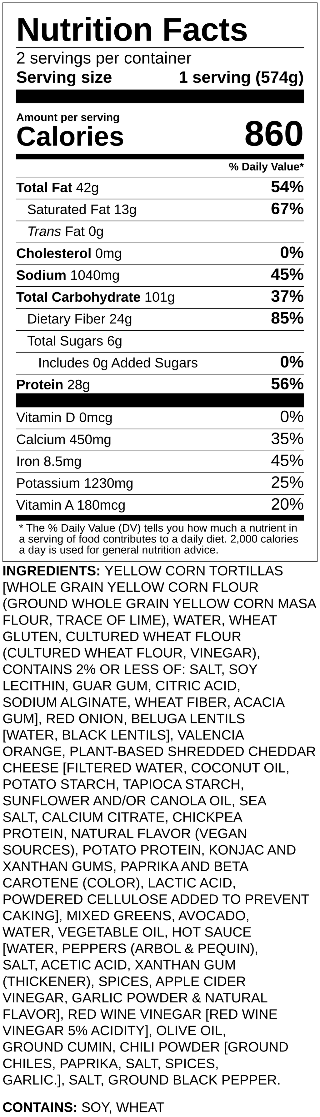 Nutrition label