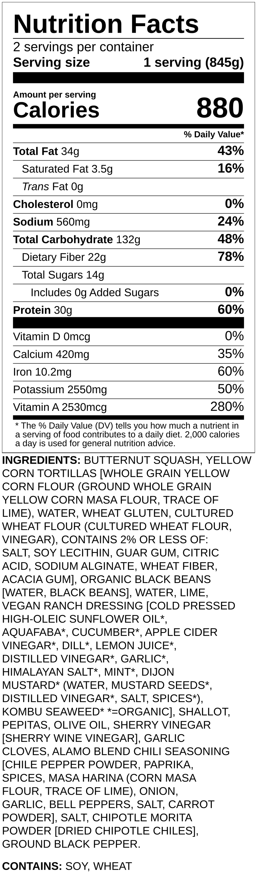 Nutrition label