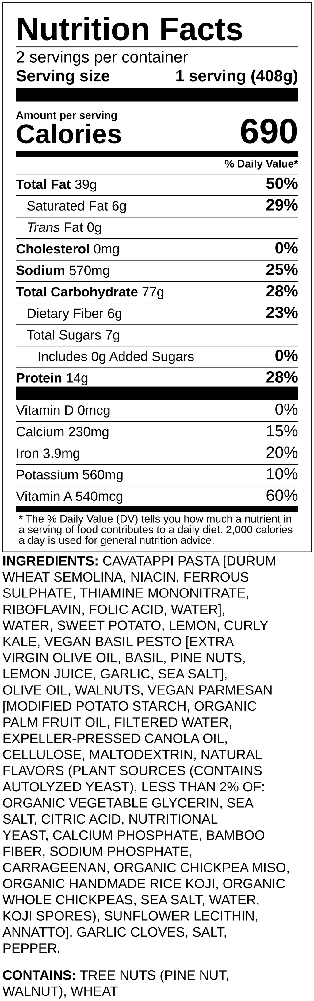 Nutrition label