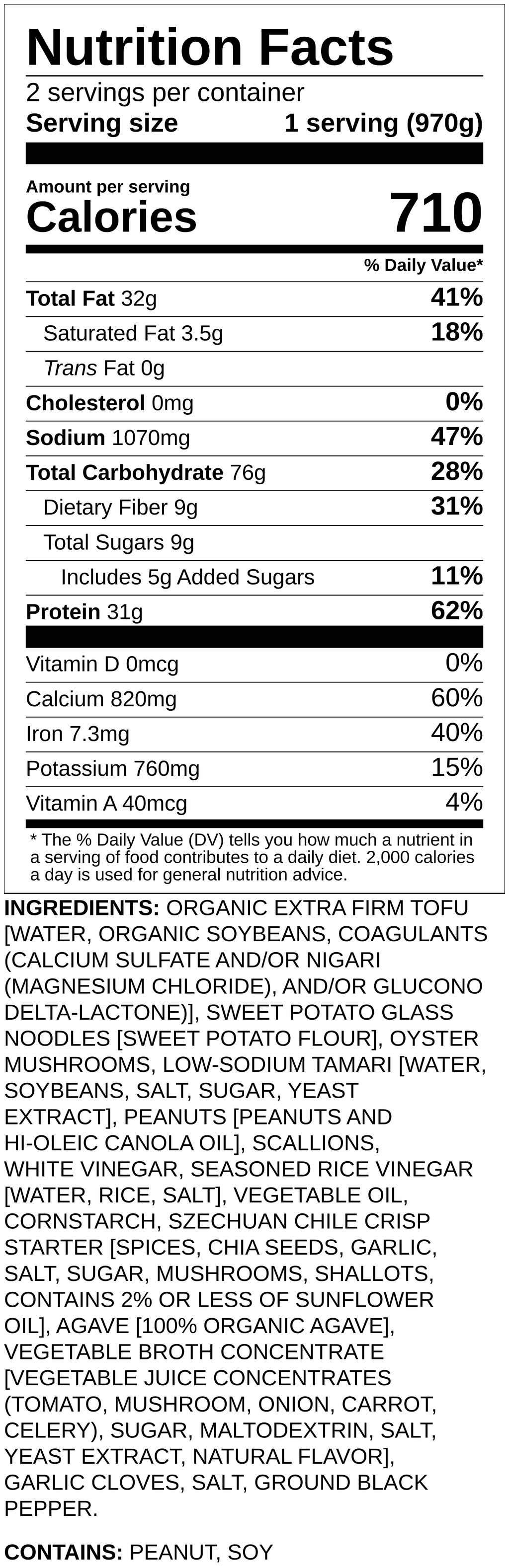 Nutrition label