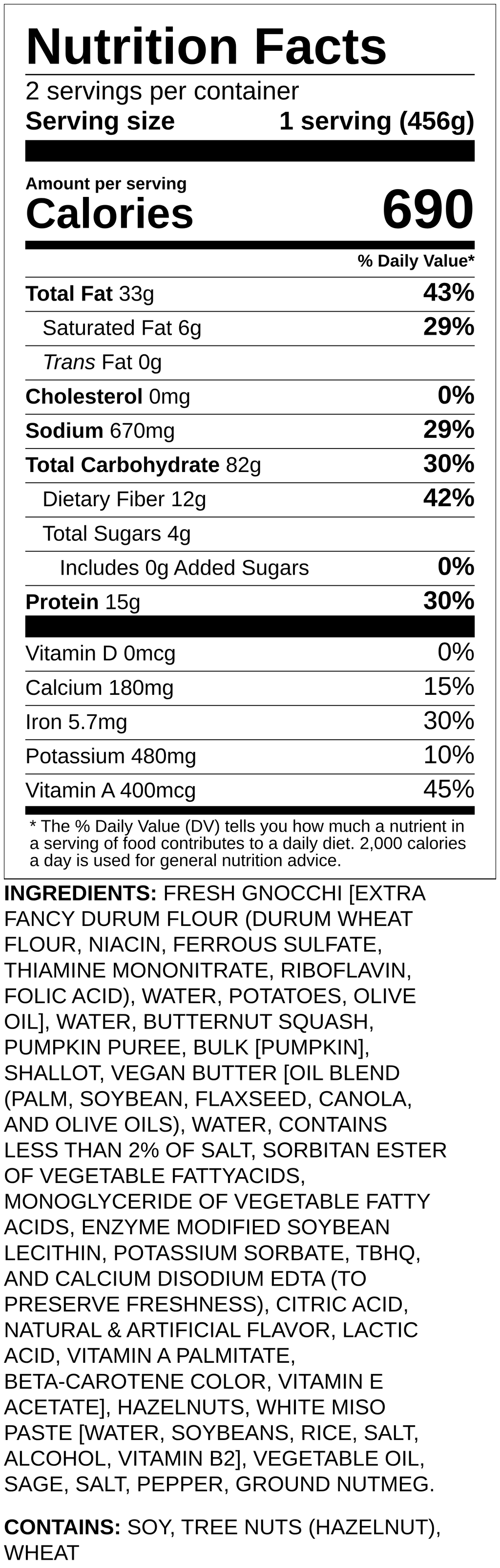 Nutrition label