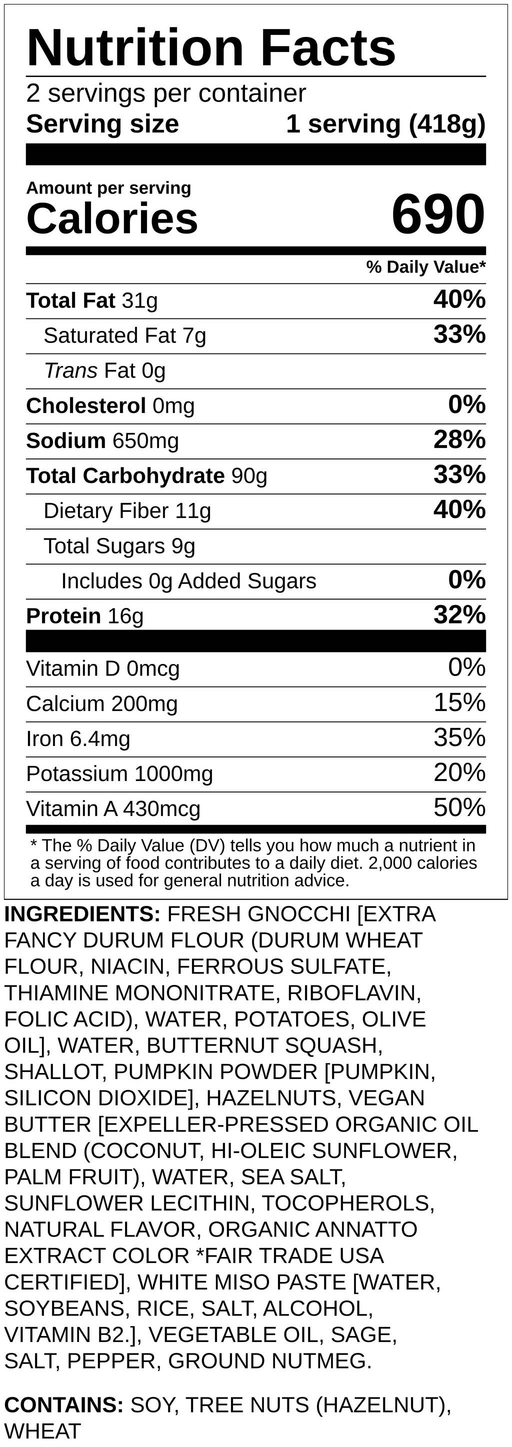 Nutrition label