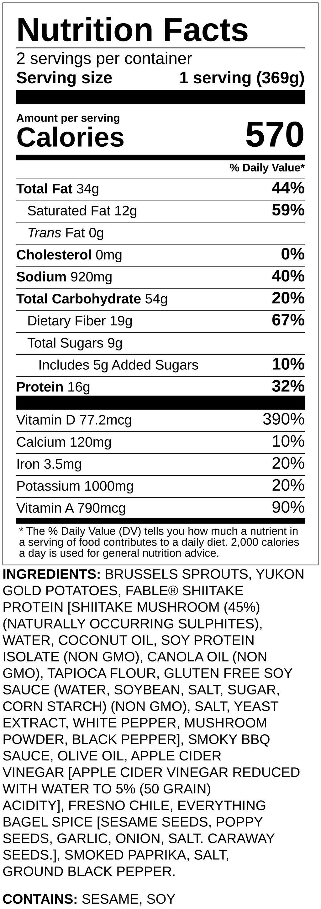 Nutrition label