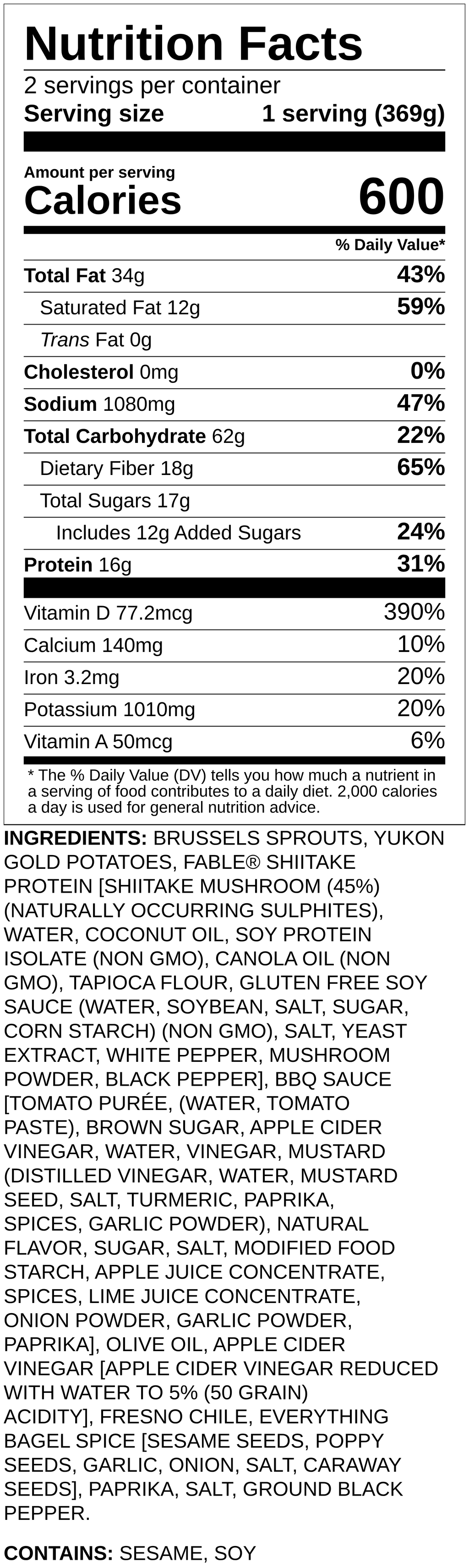 Nutrition label