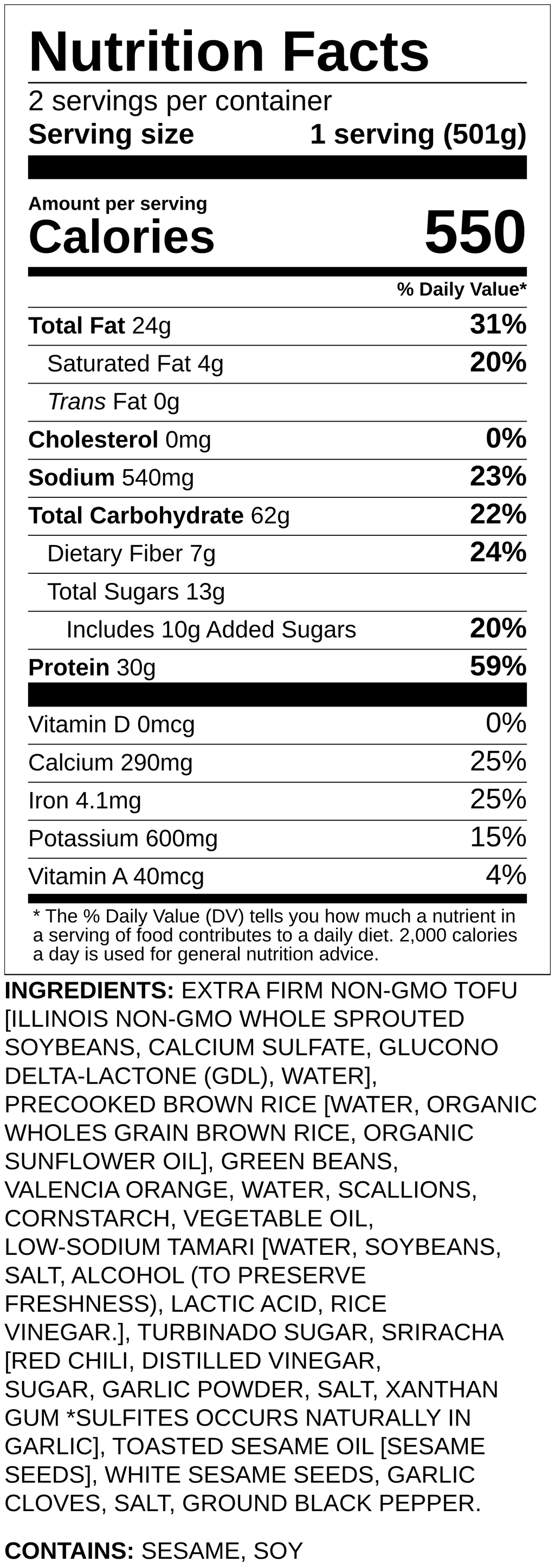 Nutrition label