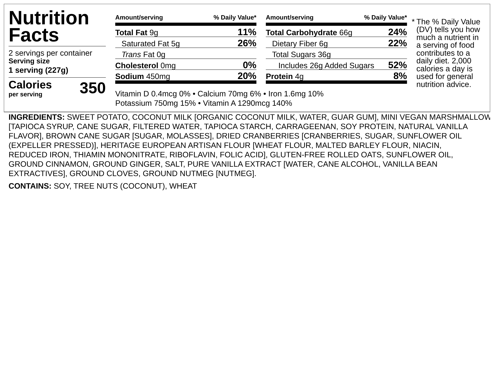 Nutrition label