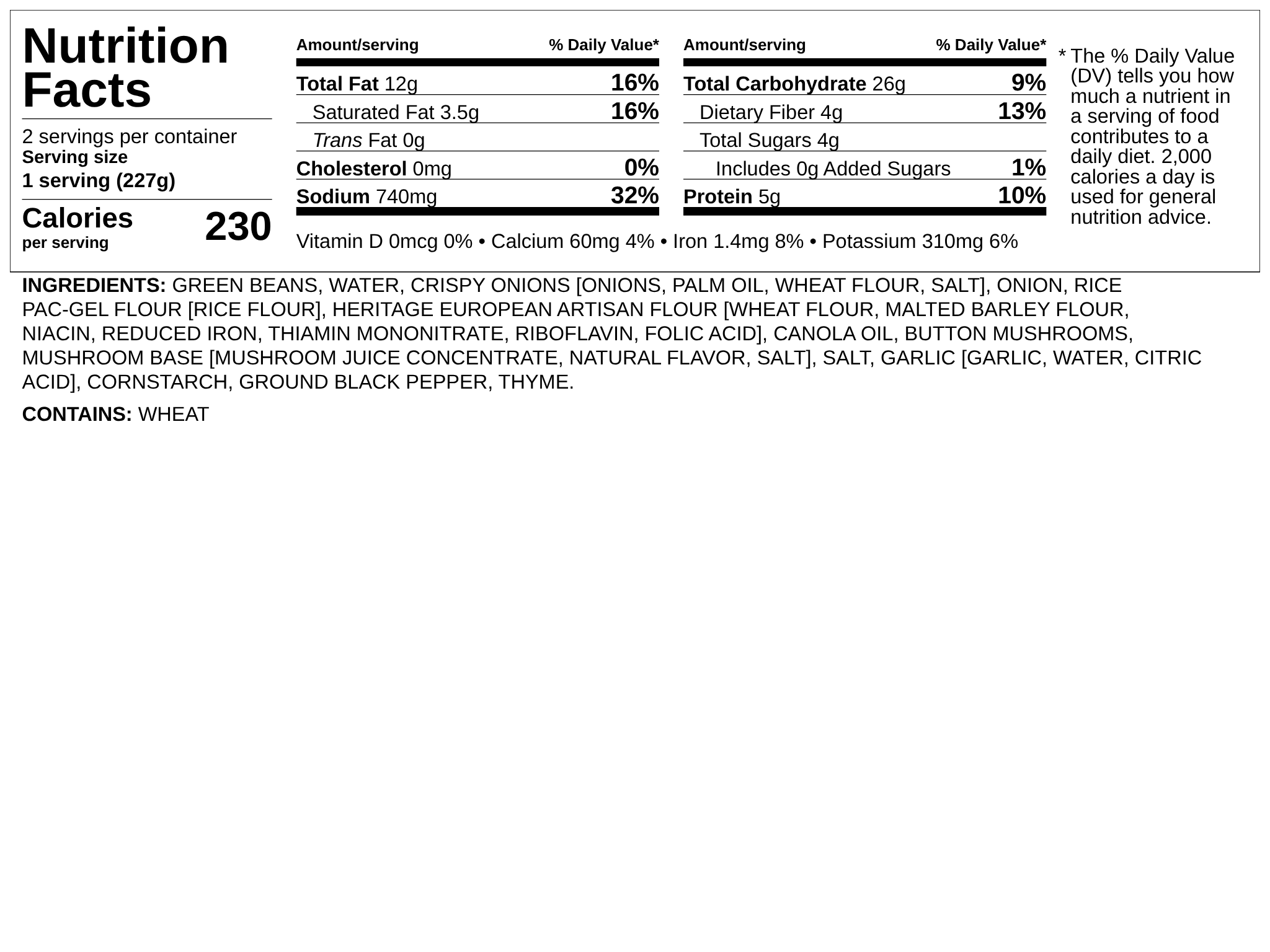 Nutrition label
