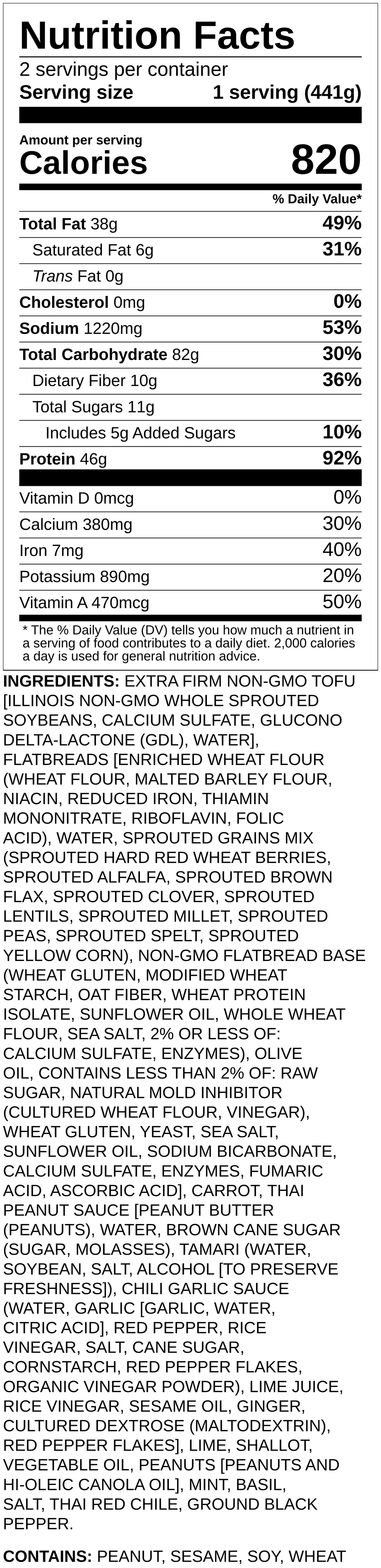 Nutrition label