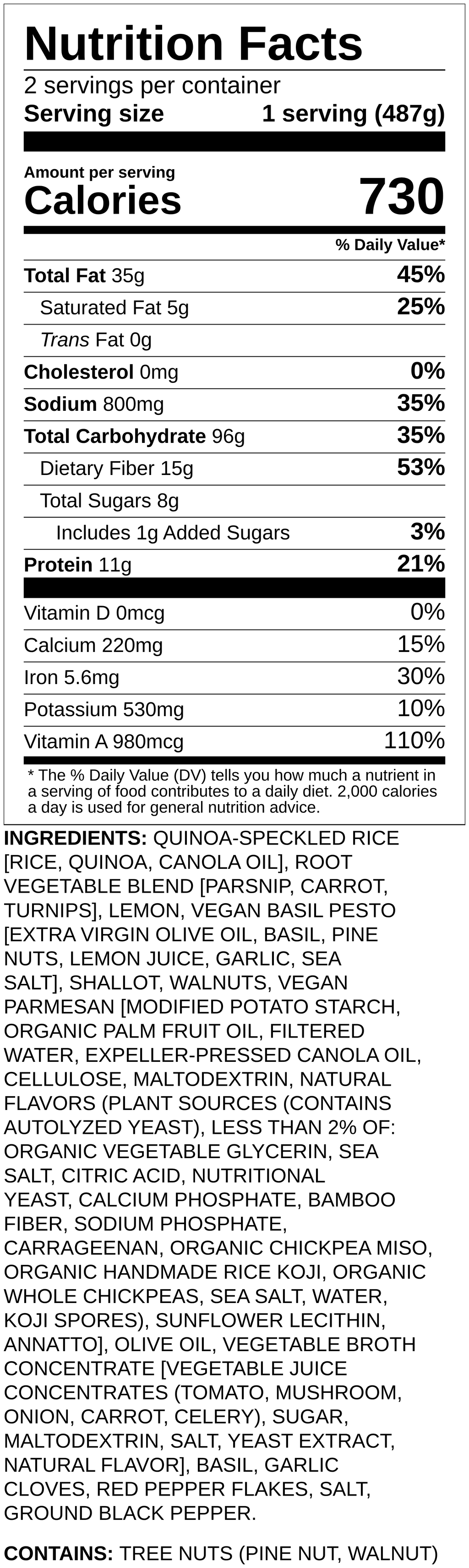 Nutrition label
