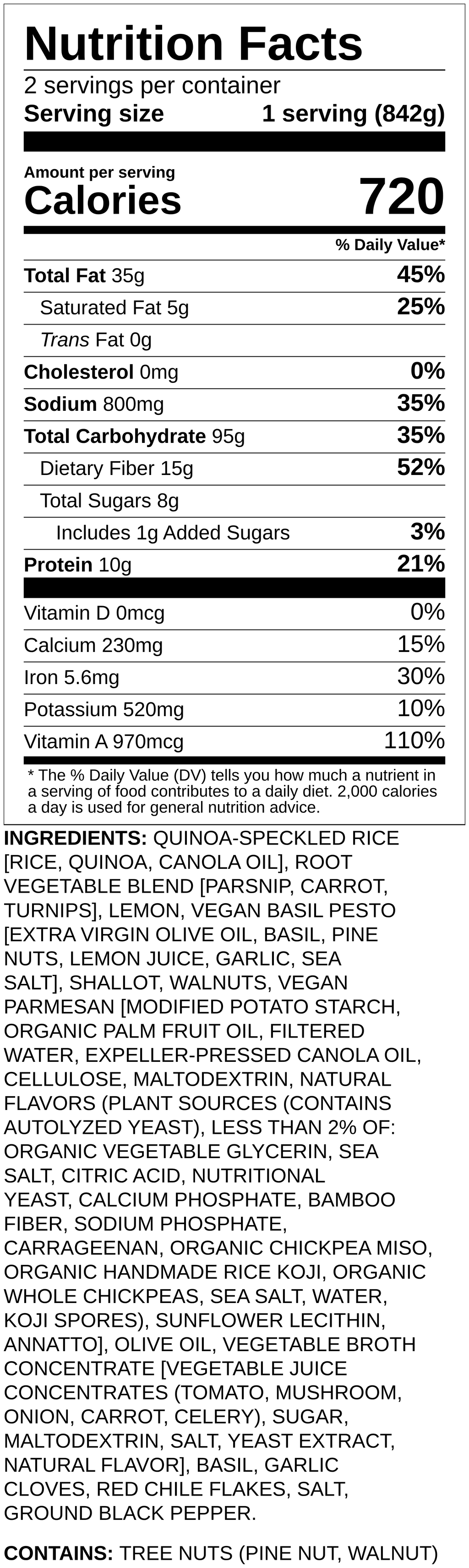 Nutrition label