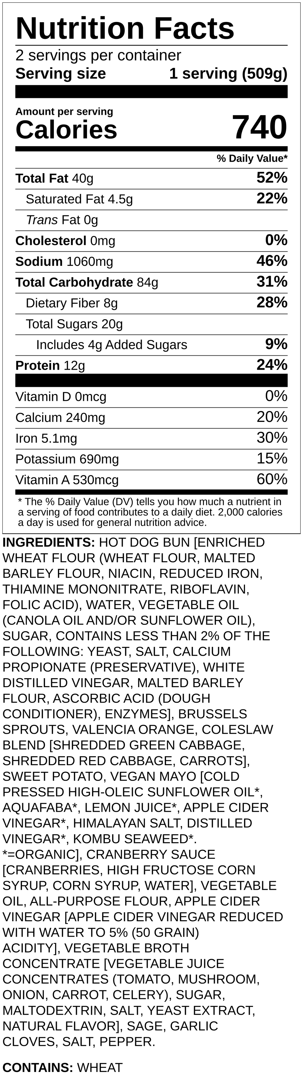 Nutrition label