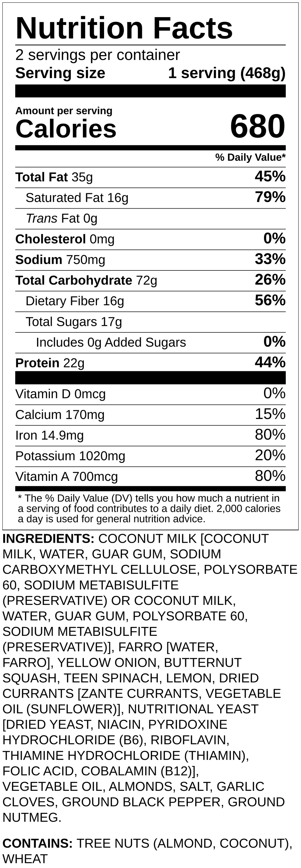 Nutrition label