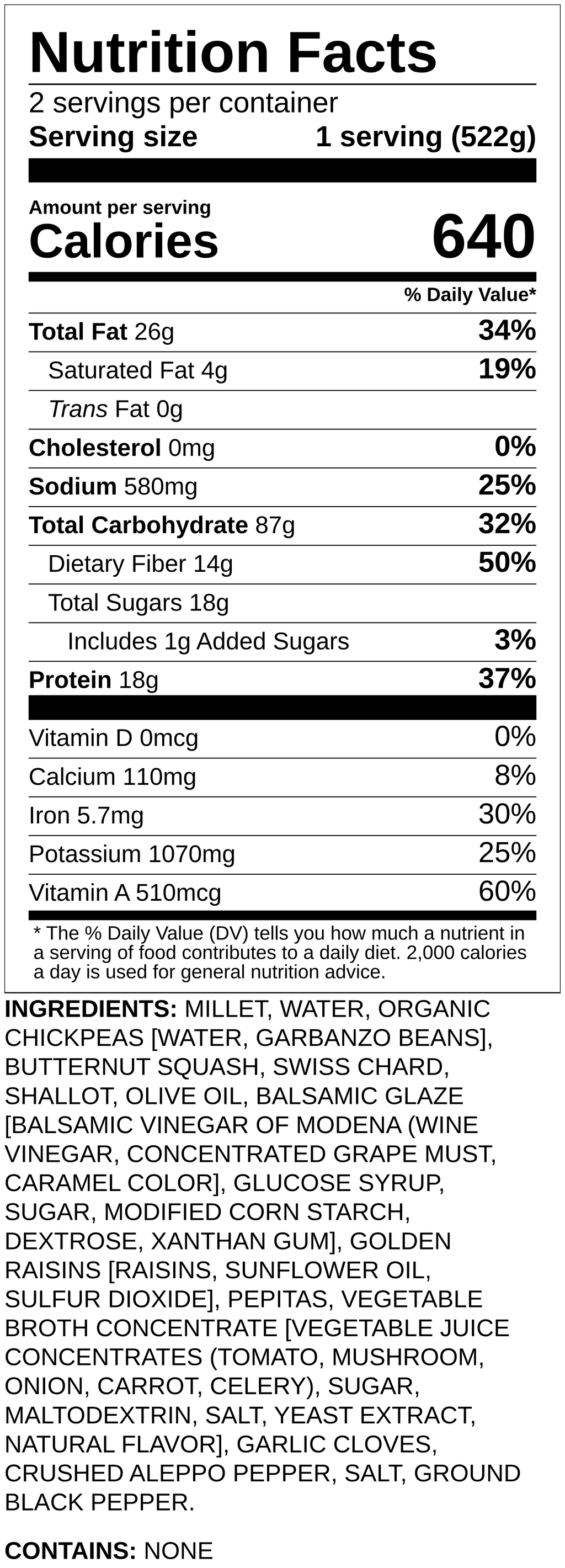 Nutrition label
