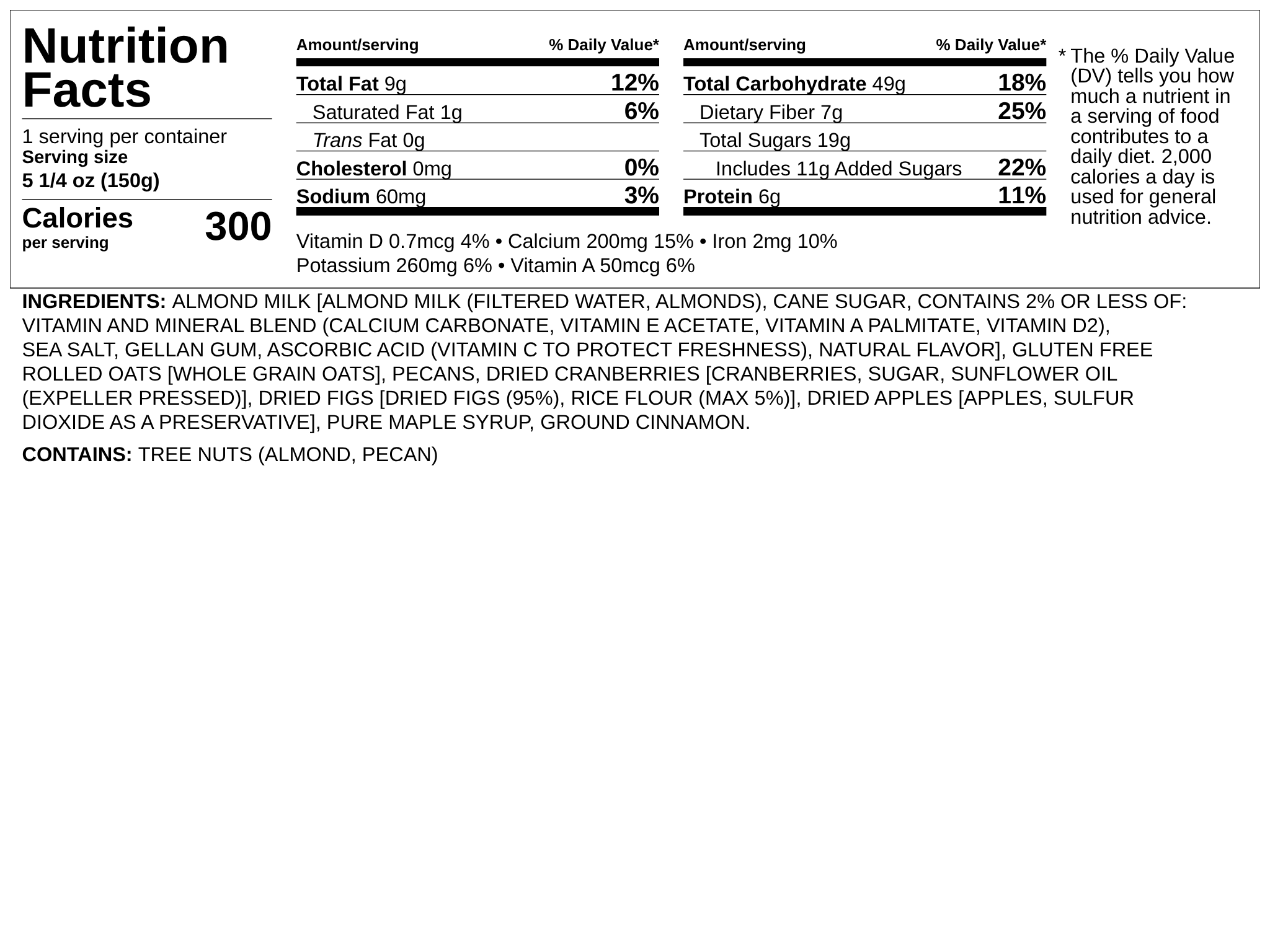 Nutrition label