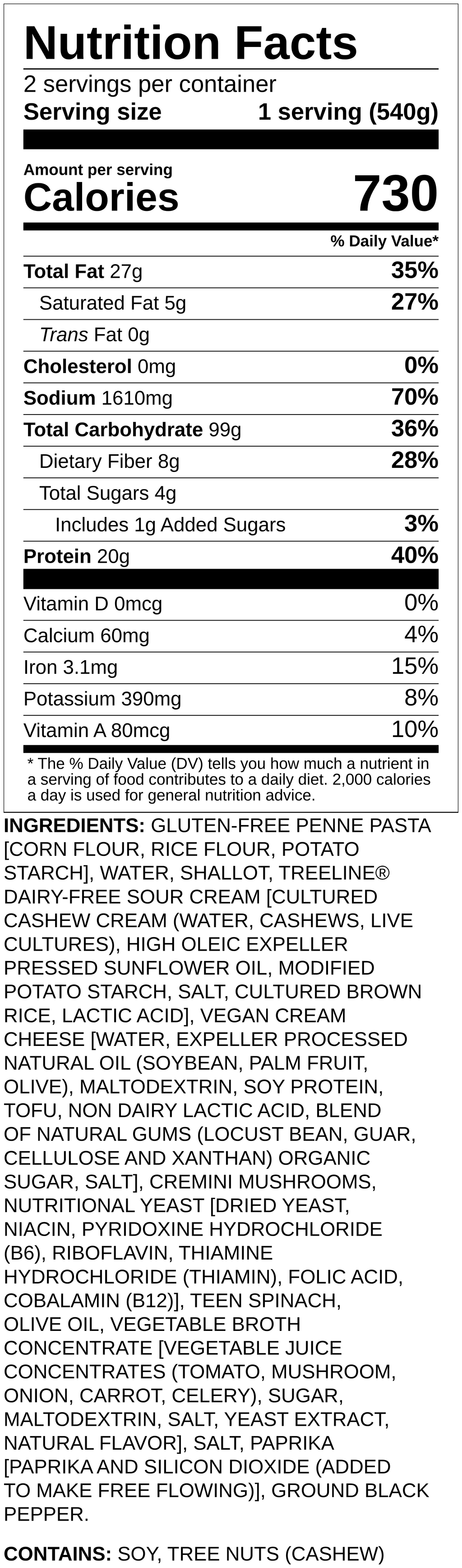 Nutrition label