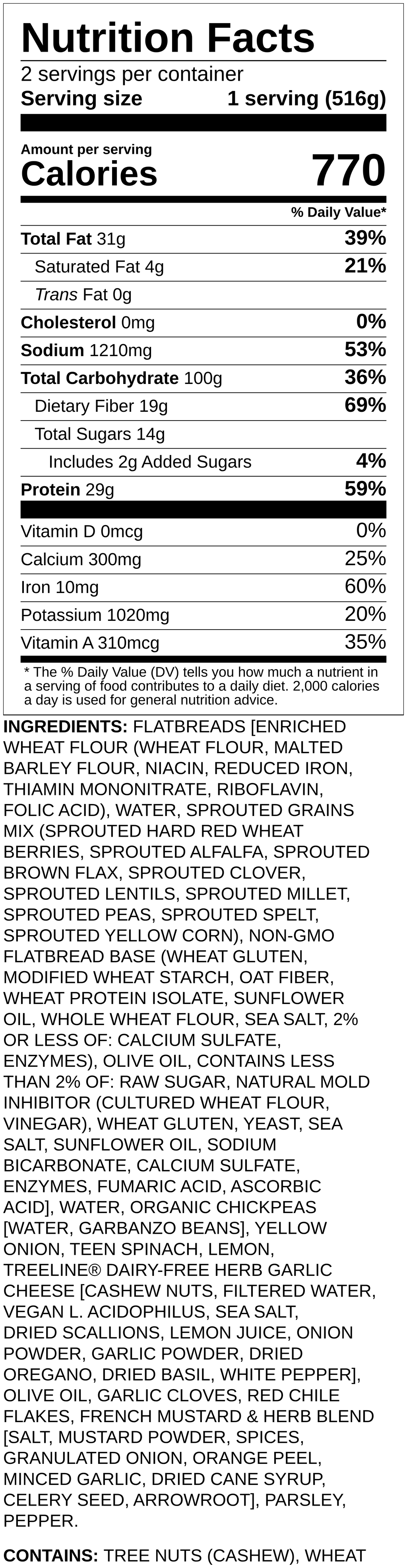Nutrition label
