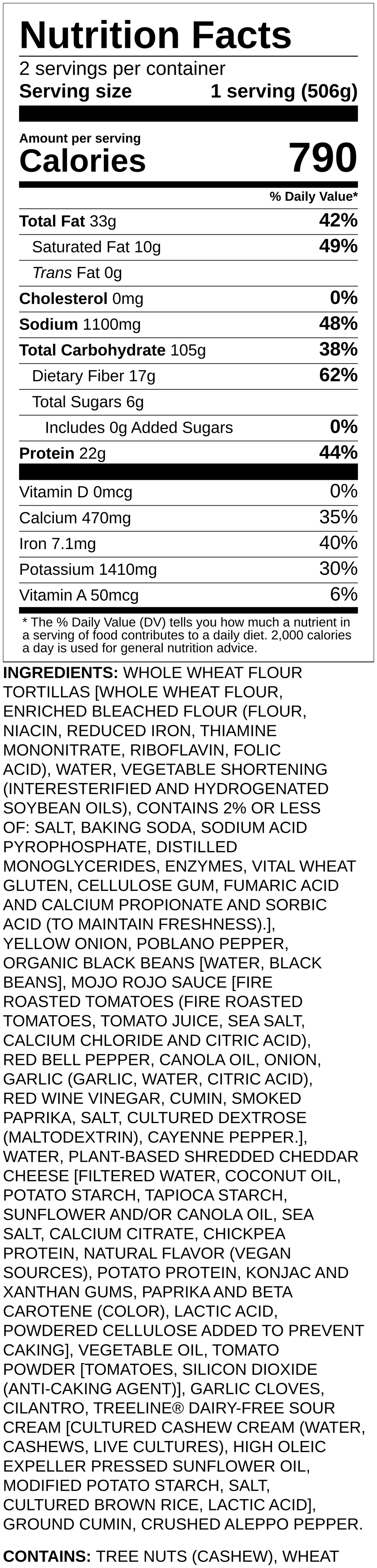 Nutrition label