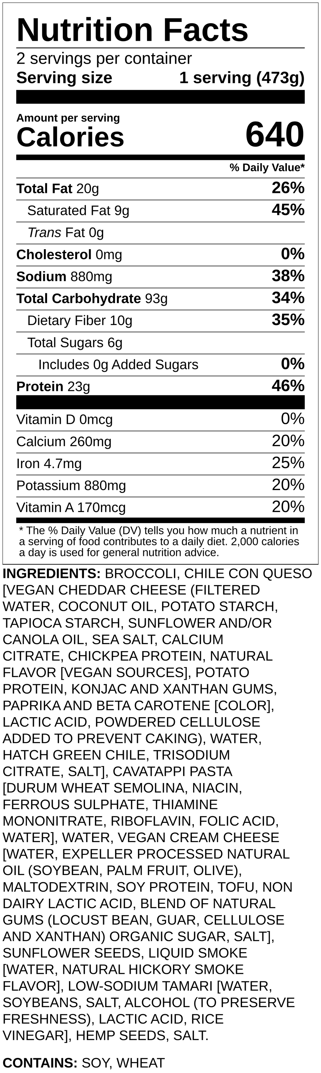Nutrition label