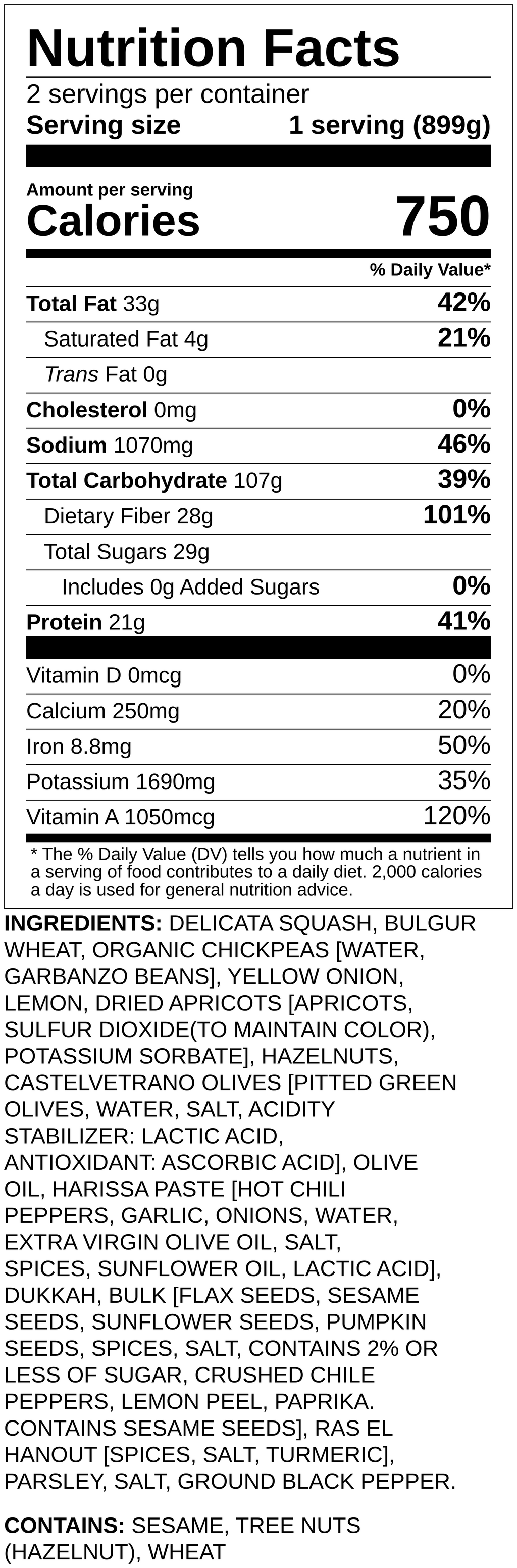 Nutrition label