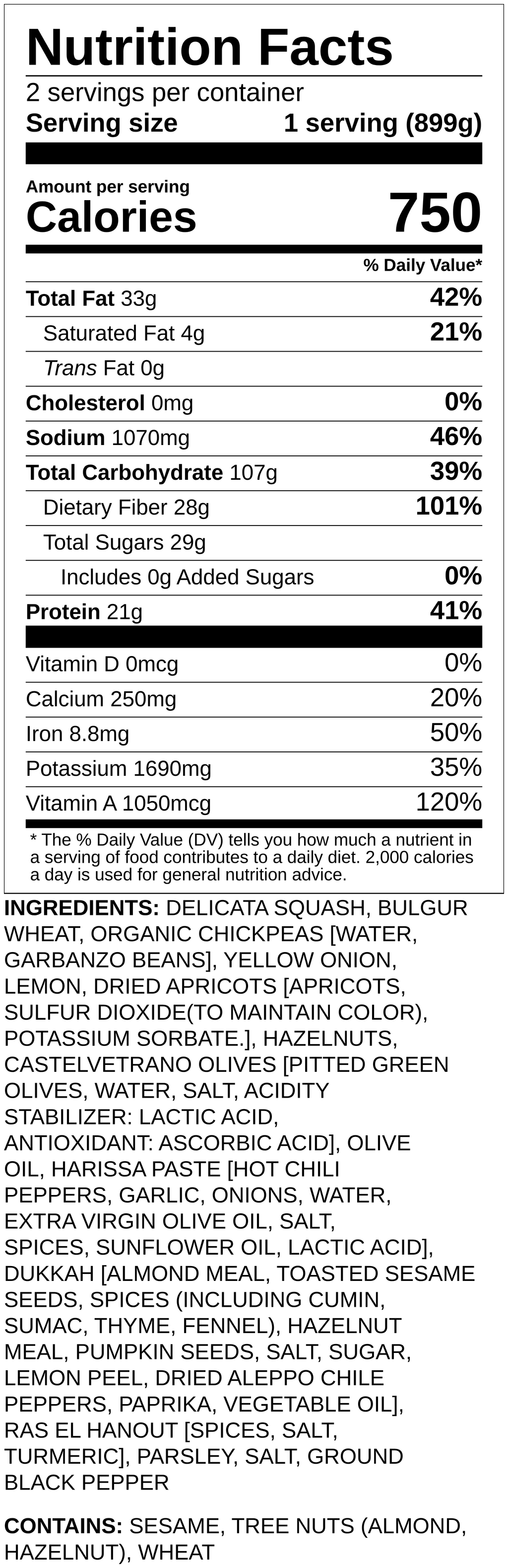 Nutrition label