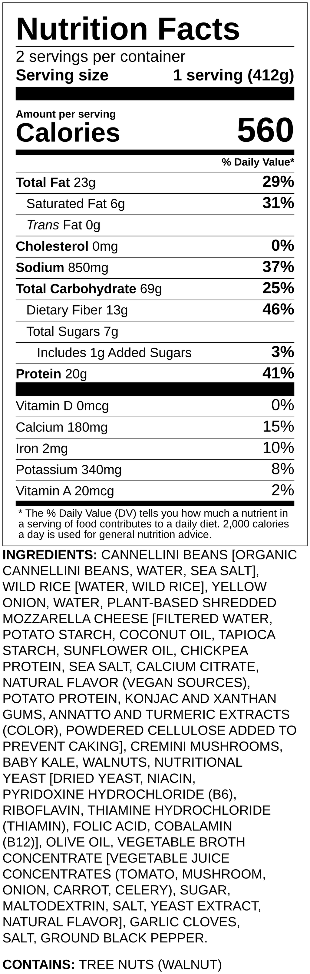 Nutrition label