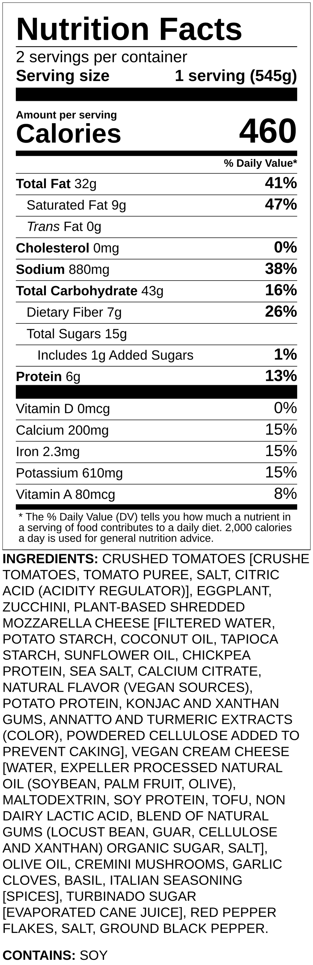 Nutrition label