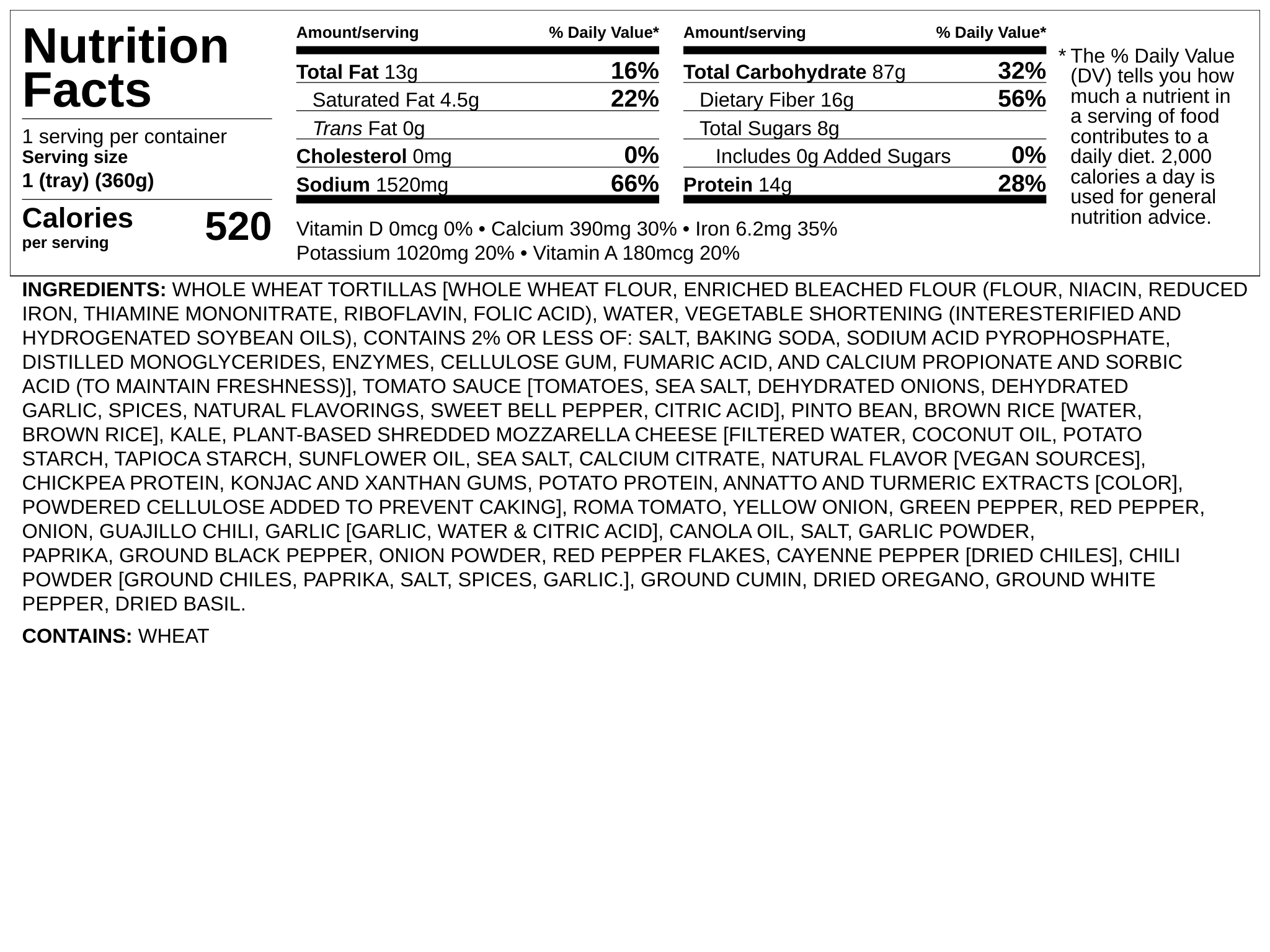 Nutrition label