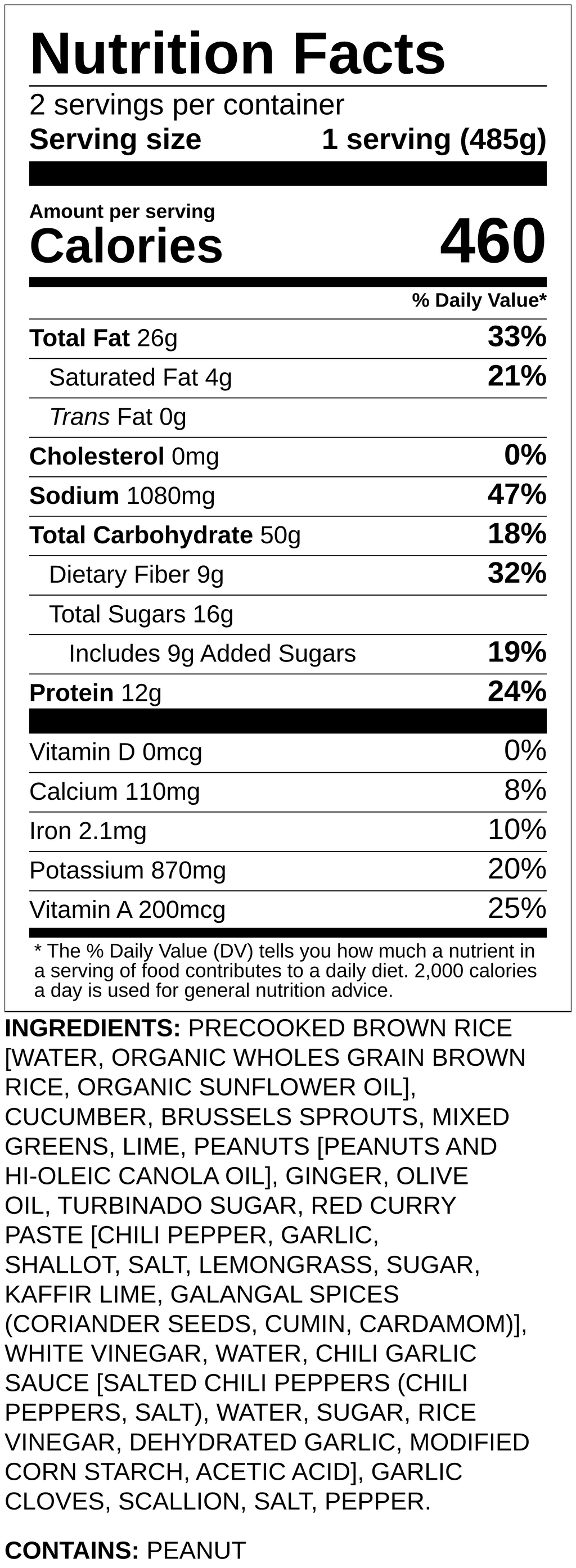 Nutrition label