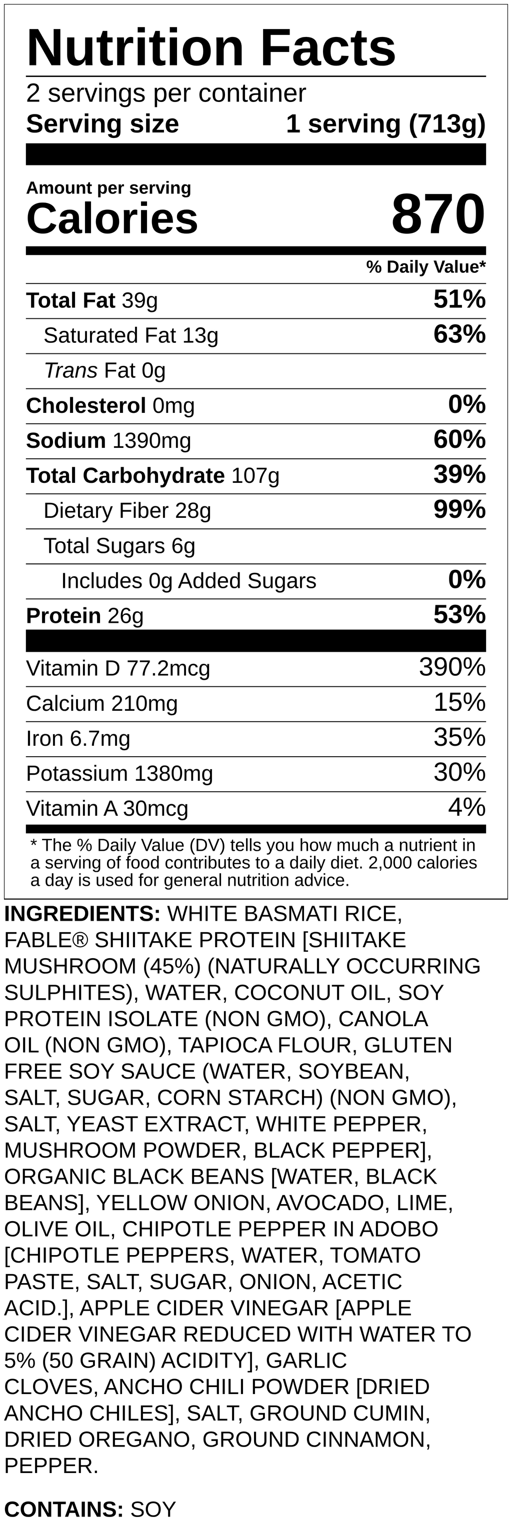 Nutrition label
