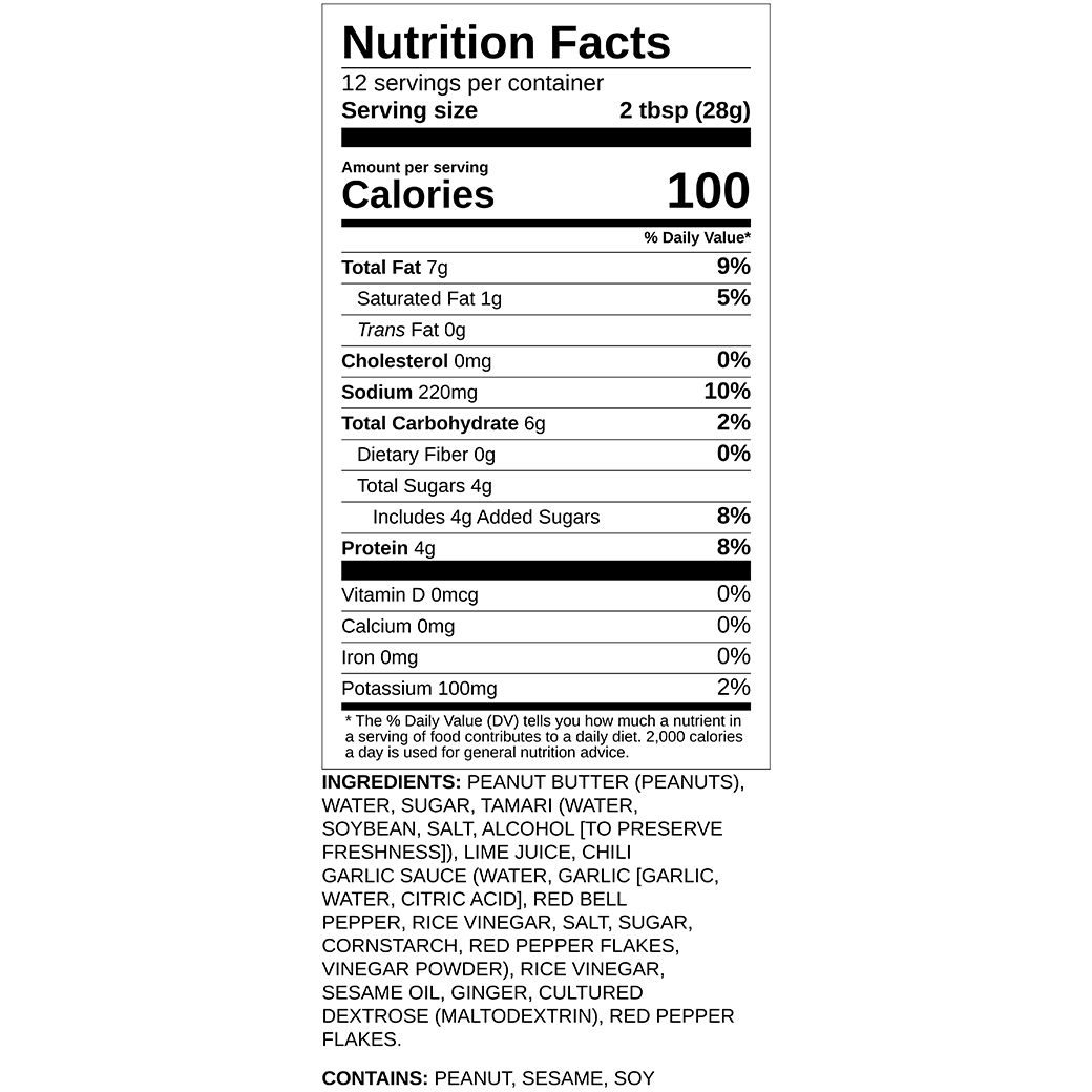 Nutrition label