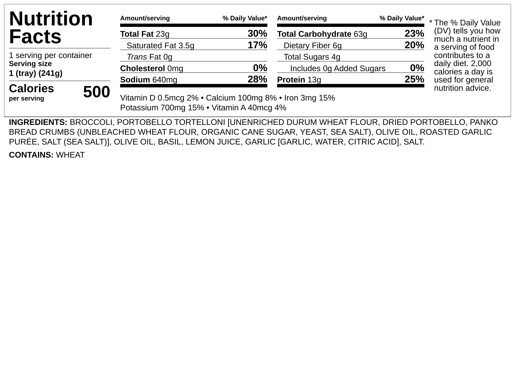Nutrition label