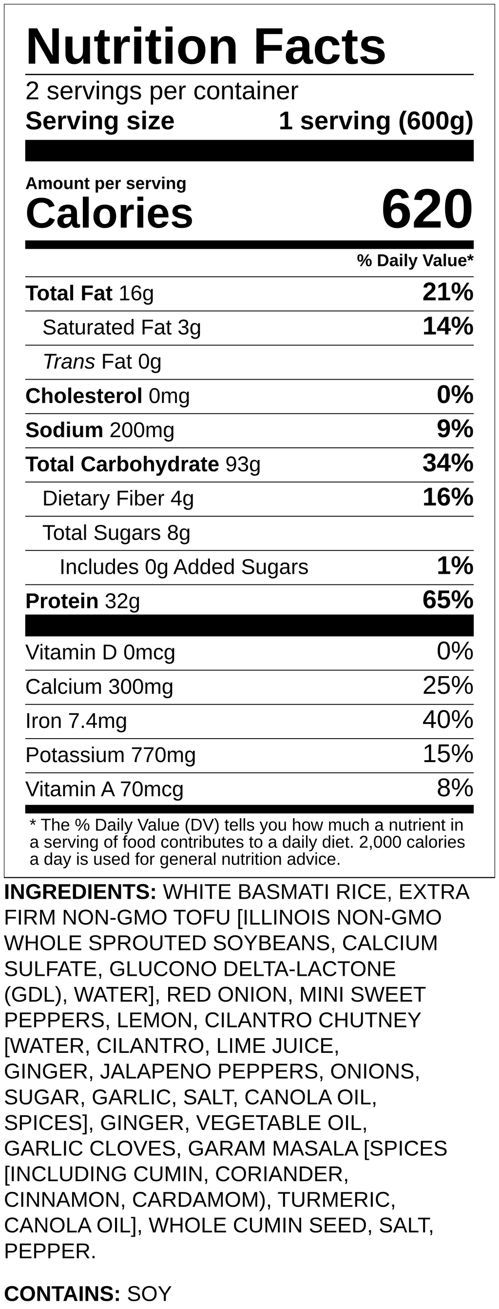 Nutrition label