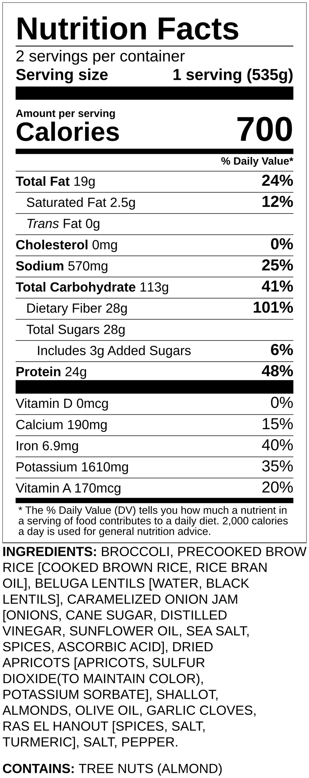 Nutrition label