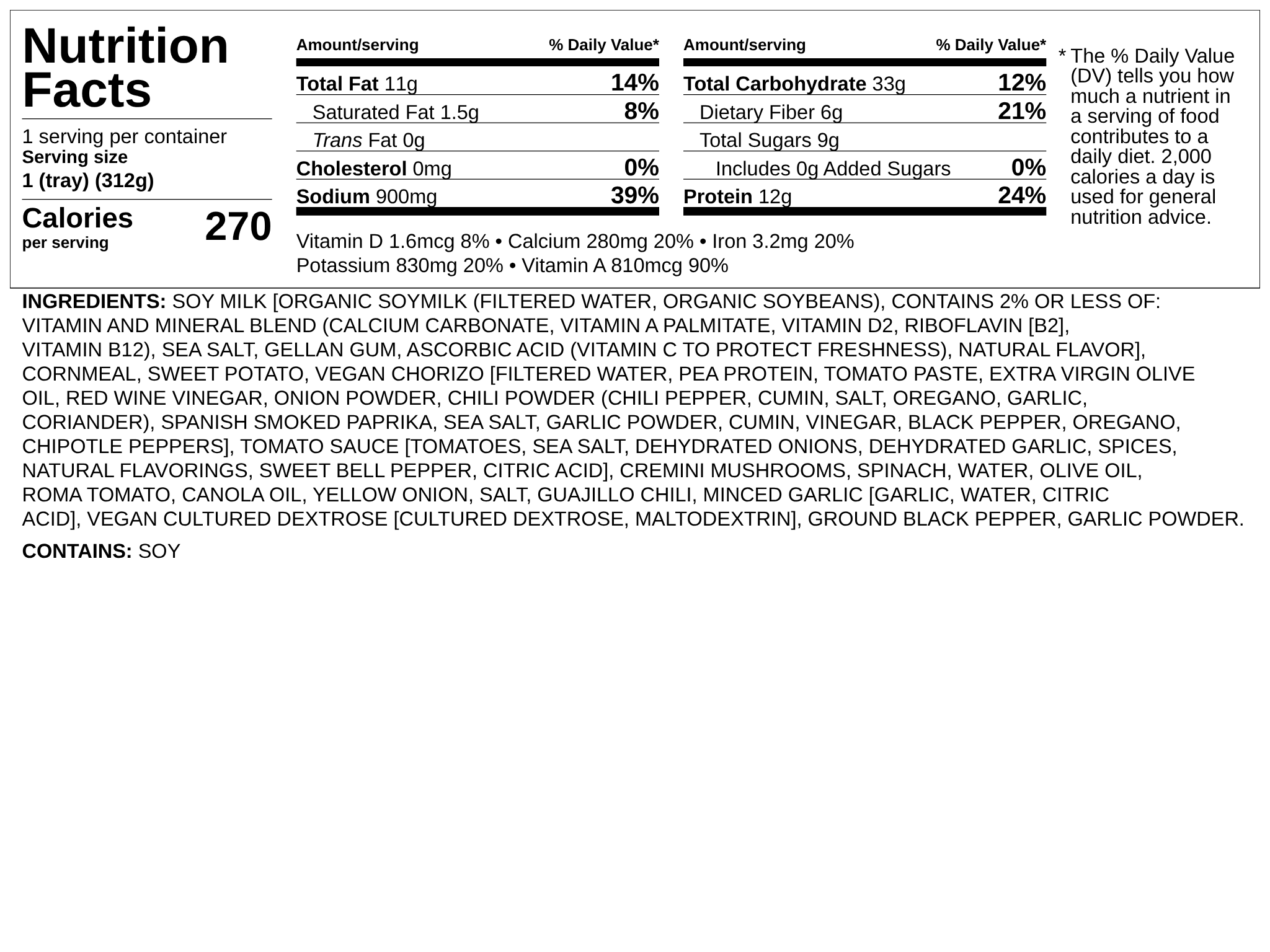 Nutrition label
