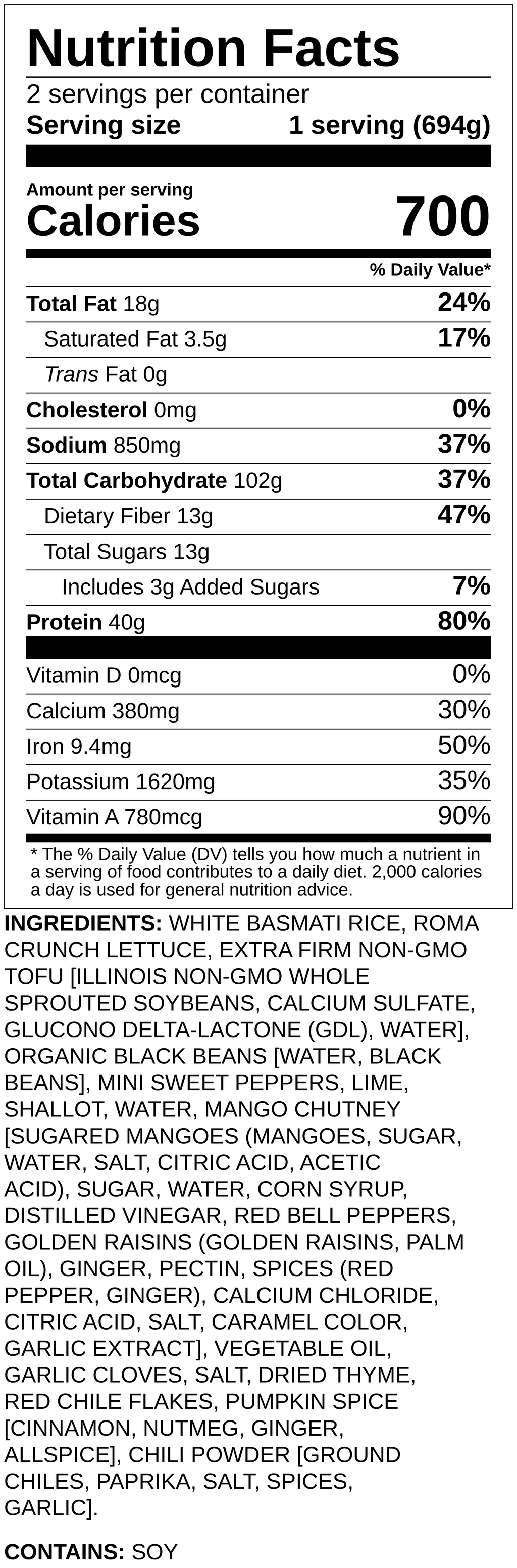 Nutrition label