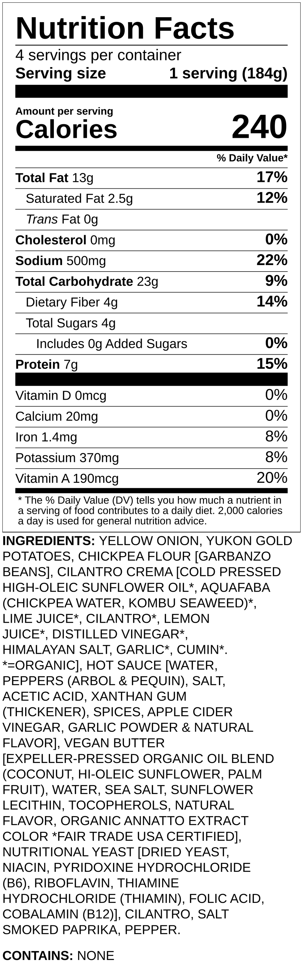 Nutrition label