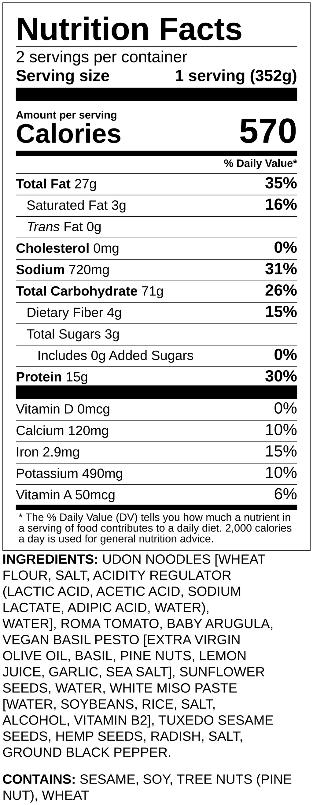 Nutrition label