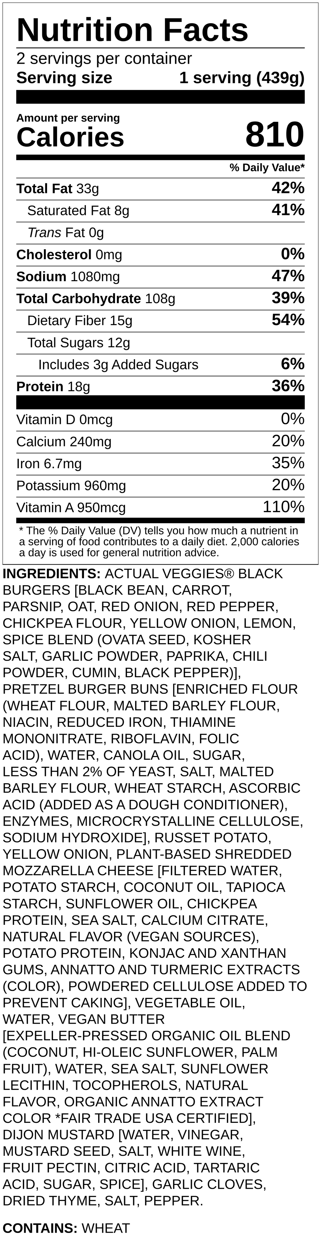 Nutrition label