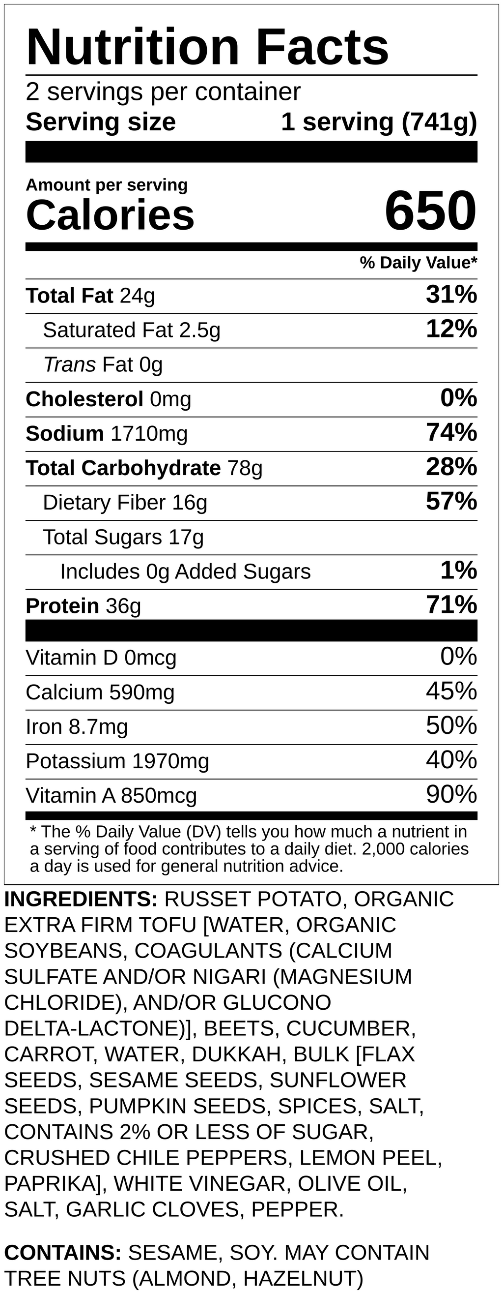 Nutrition label