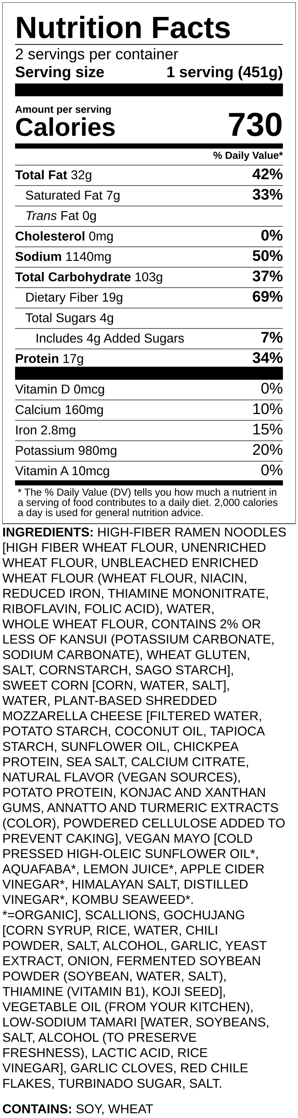 Nutrition label
