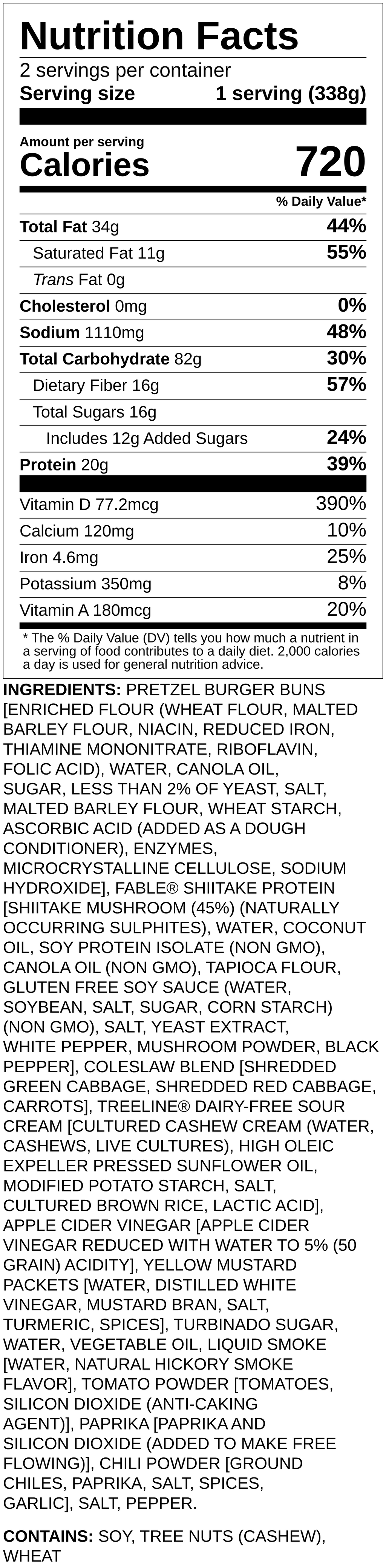 Nutrition label