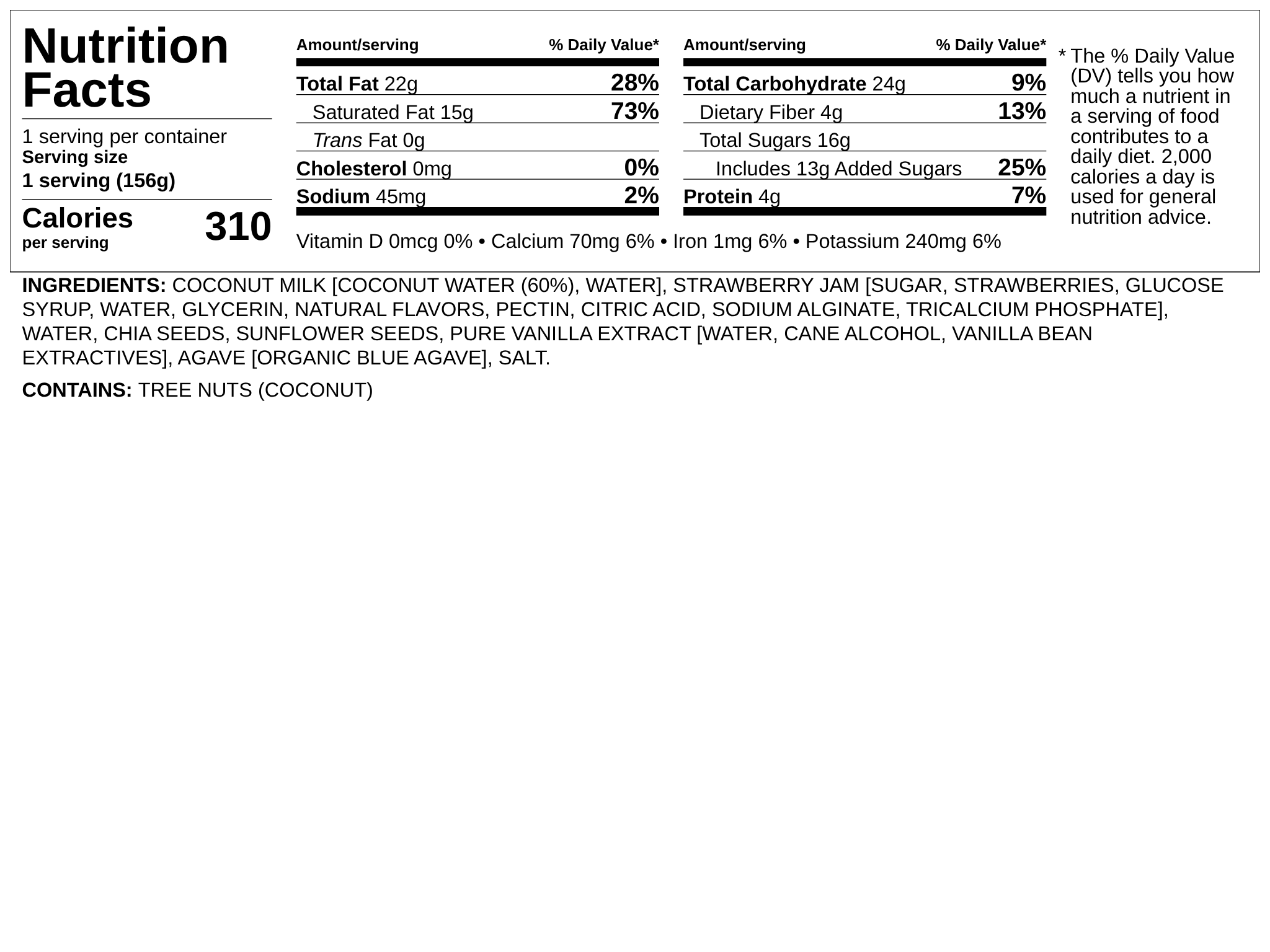 Nutrition label