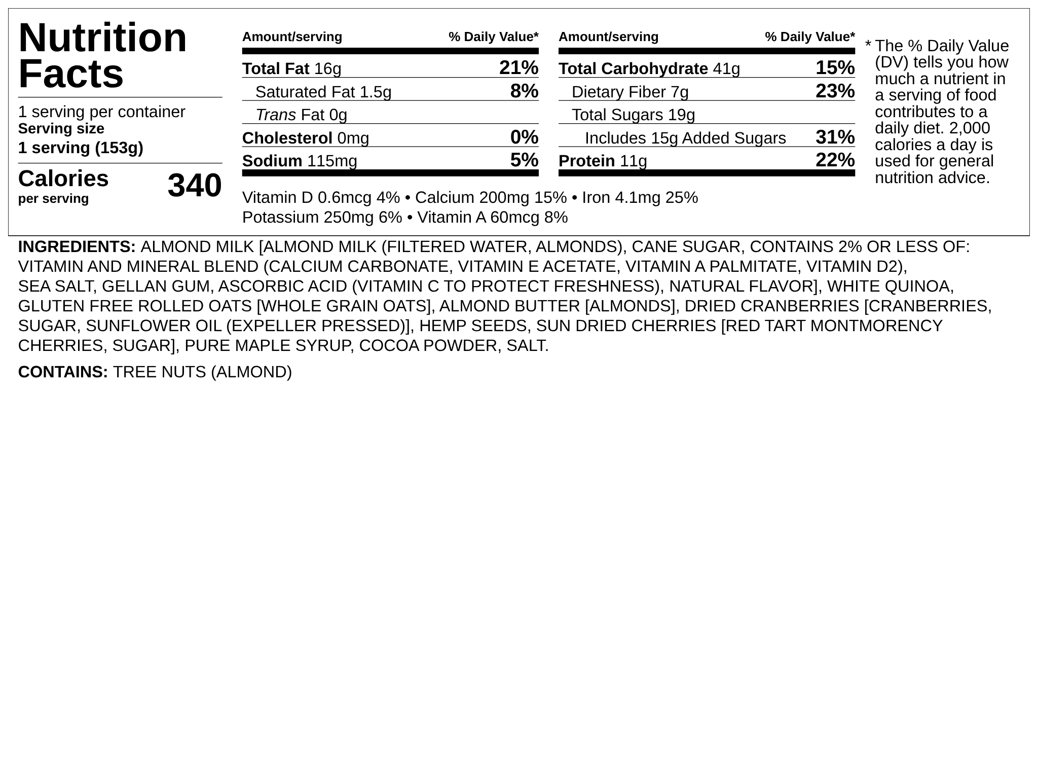 Nutrition label