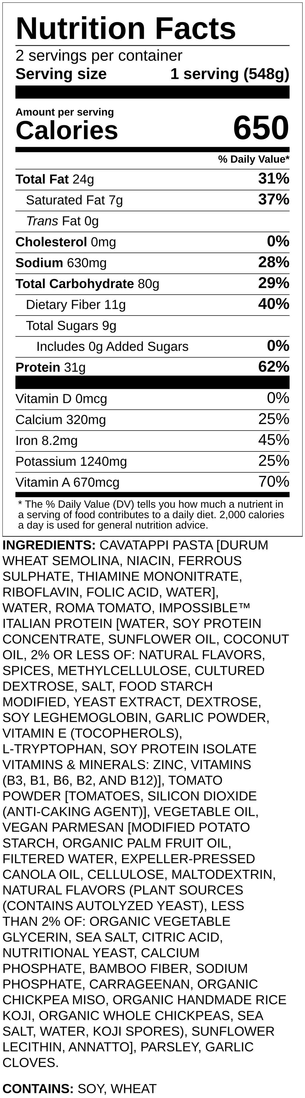 Nutrition label