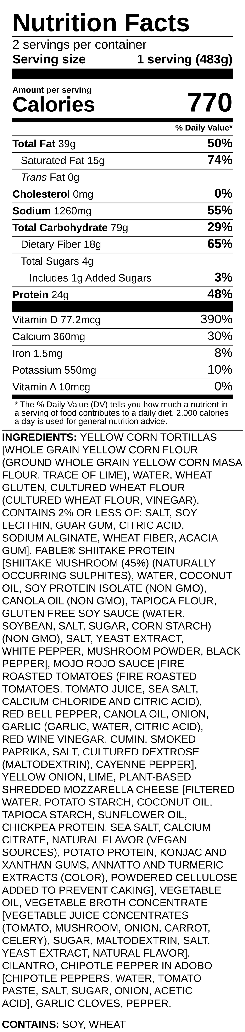 Nutrition label