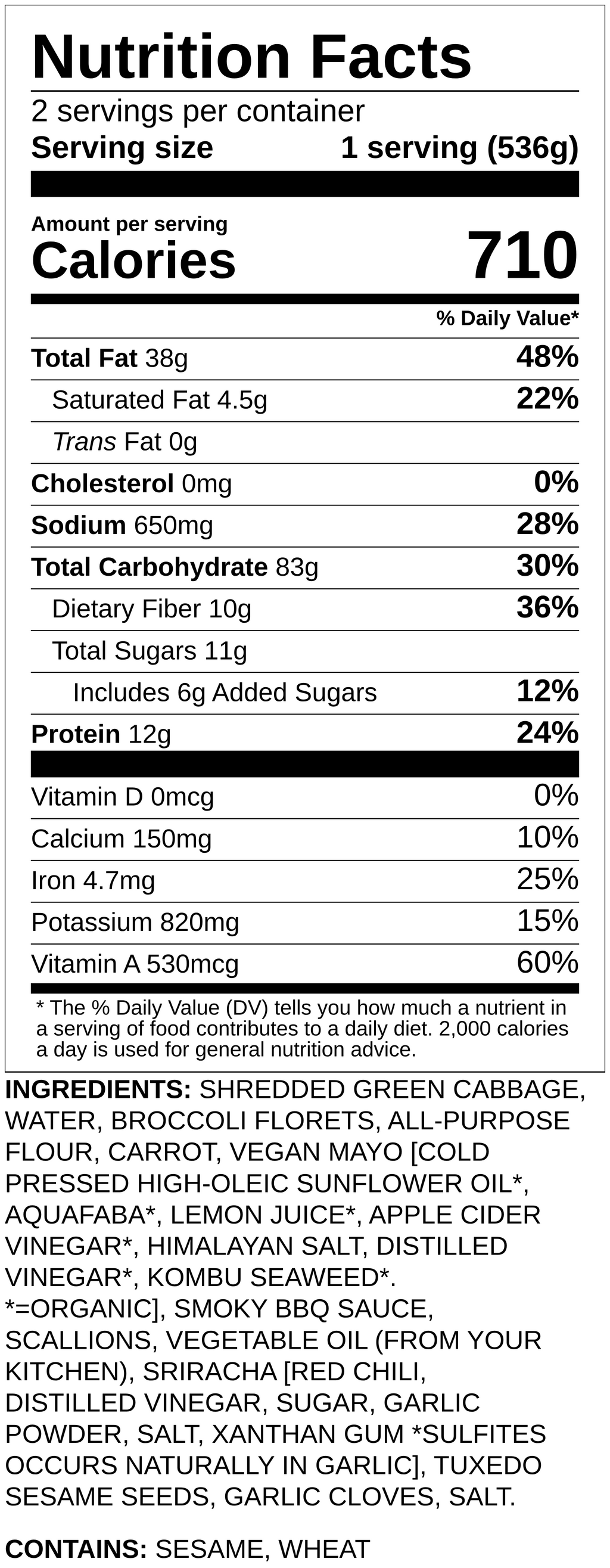 Nutrition label